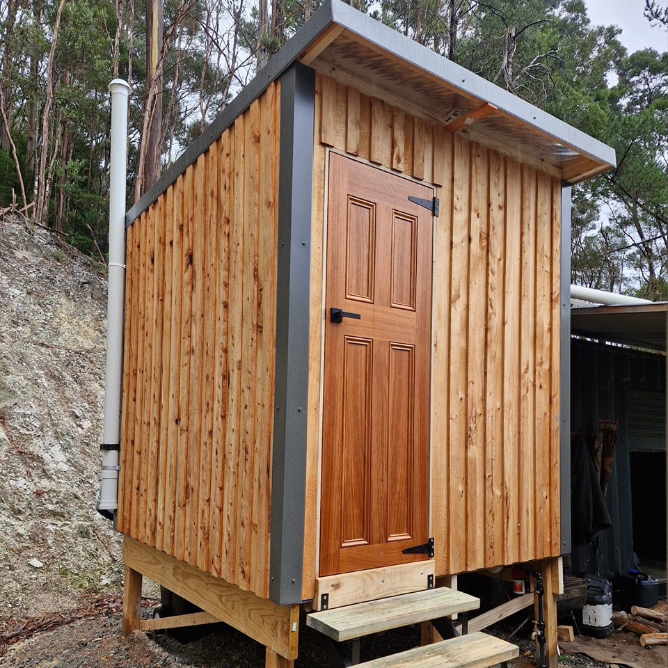 Bathroom with composting toilet
